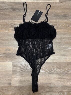 Fashion Nova Black Lace Bodysuit